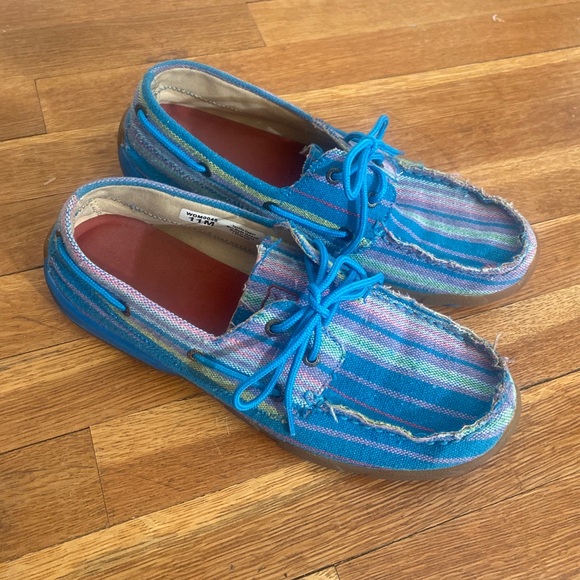 Twisted X #WDM0048 Boat Driving Moc Blue Textile Denim Shoes Women’s Size 11 - Picture 2 of 12